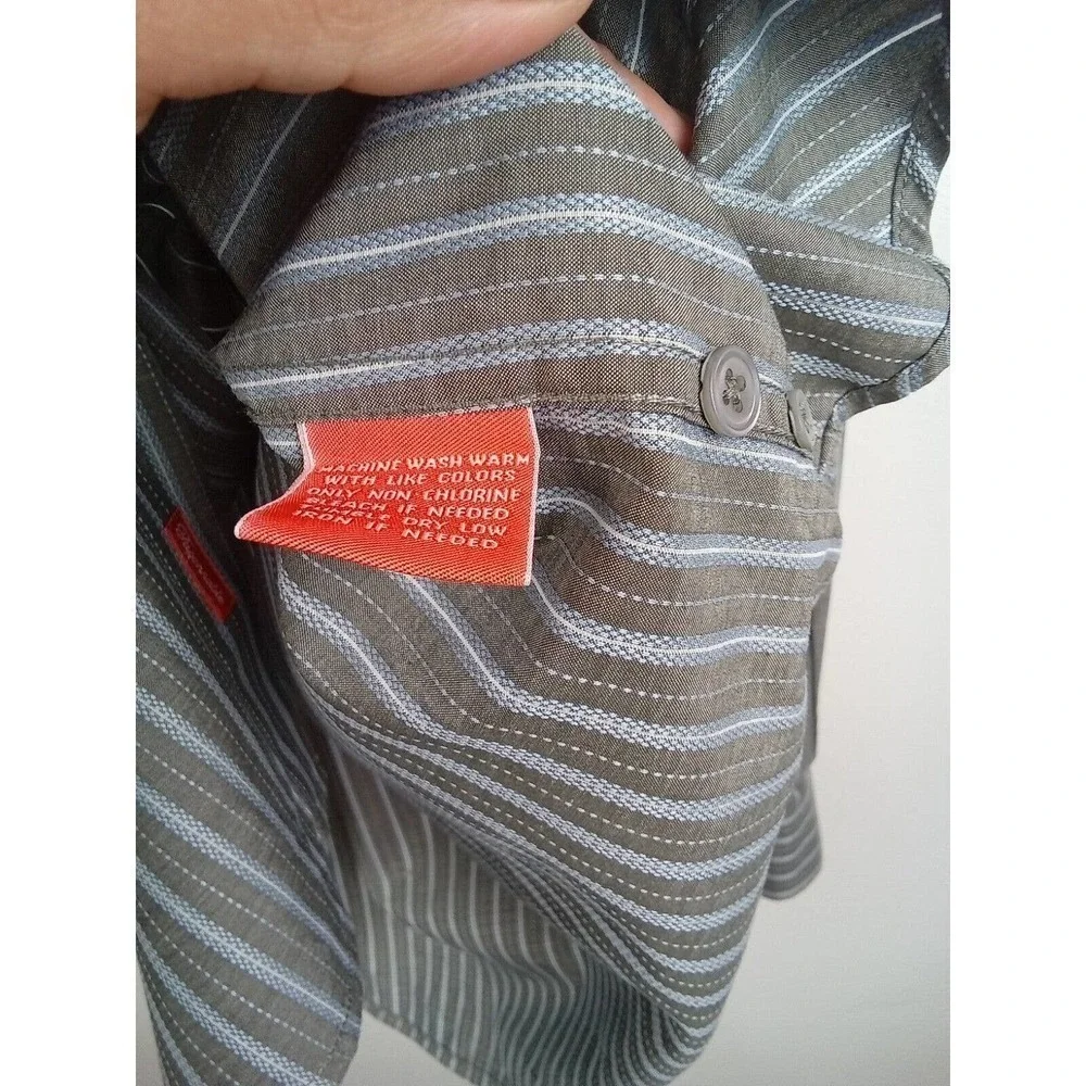 Faconnable Shirt Mens Medium Striped Cotton Long Sleeve Button Down Casual Gray - Picture 8 of 8
